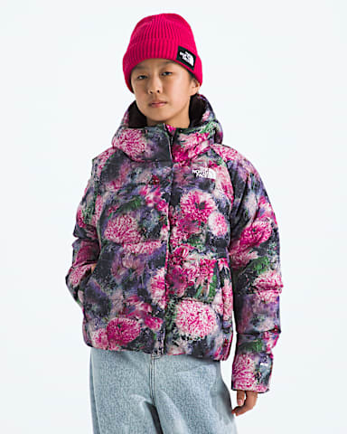 Girls North Down Hooded JacketPrint TNF Pale Blossom Frozen Floral Print Main
