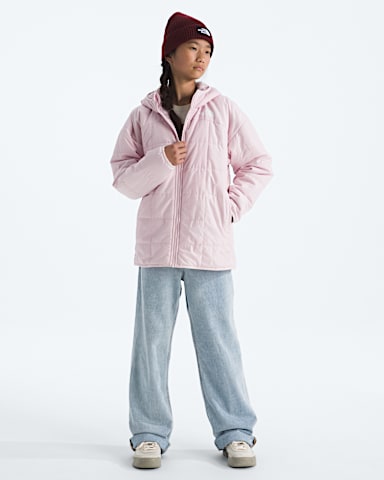 Girls Reversible Shasta Short Parka TNF Pale Blossom HERO2