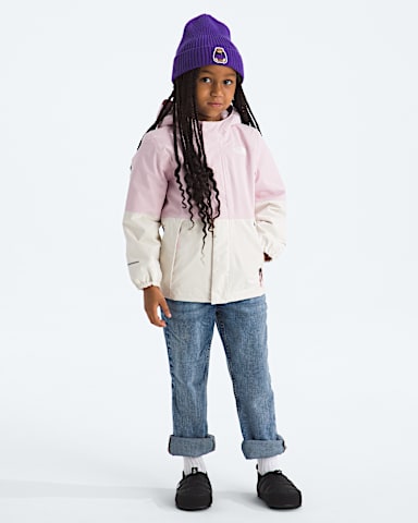 Kids Warm Antora Rain Jacket TNF Pale BlossomWhite Dune HERO2