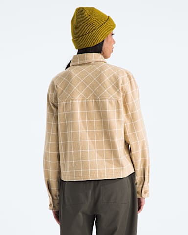 Womens Valley Flannel ShirtPlaid TNF Khaki Stone Grid Large Plaid BACK