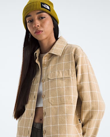 Womens Valley Flannel ShirtPlaid TNF Khaki Stone Grid Large Plaid HERO2
