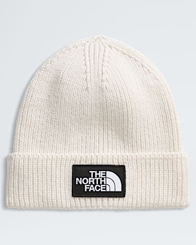 TNF Logo Box Cuffed Beanie TNF White Dune HERO