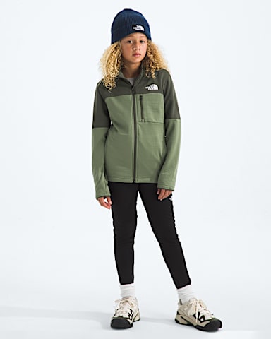 Boys  Girls Hike Mid Layer FullZip TNF Bark MistNew Taupe Green HERO2