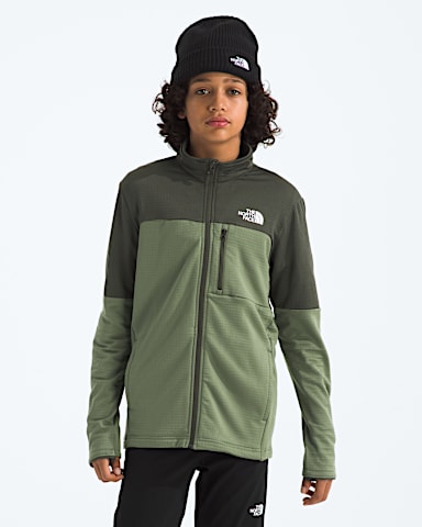 Boys  Girls Hike Mid Layer FullZip TNF Bark MistNew Taupe Green HERO3
