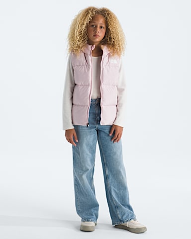 Boys Girls North Down Hooded Vest TNF Pale Blossom HERO2