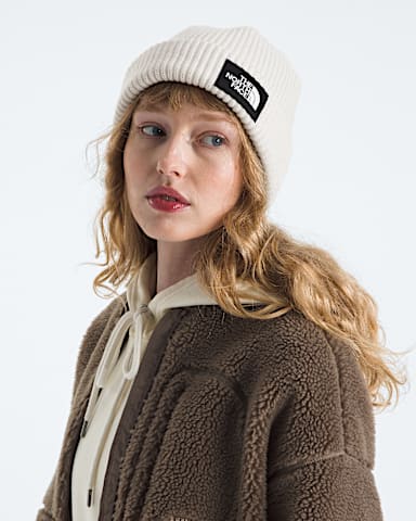 Salty Lined Beanie TNF White Dune MODELBACK
