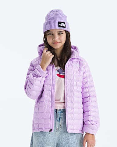 Boys Girls THERMOBALL Hooded Jacket TNF Lite Lilac HERO2
