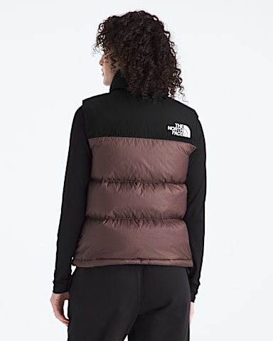 Womens 1996 Retro Nuptse Vest TNF Tawny QuartzTNF Black BACK
