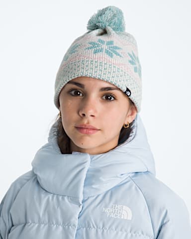 Tuque de ski Cabin pour enfants TNF Jacquard blanc dune MODELBACK