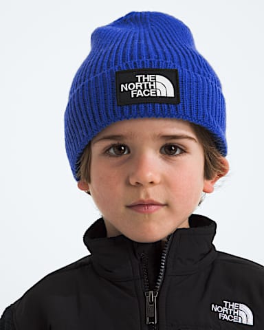 Kids TNF Logo Box Cuffed Beanie TNF TNF Blue MODELBACK