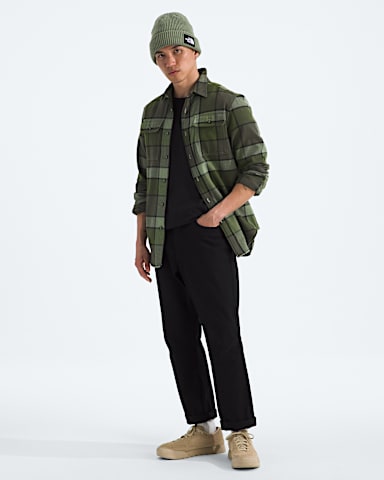 Mens Arroyo Flannel ShirtPlaid TNF New Taupe Green Macro Small Plaid HERO2
