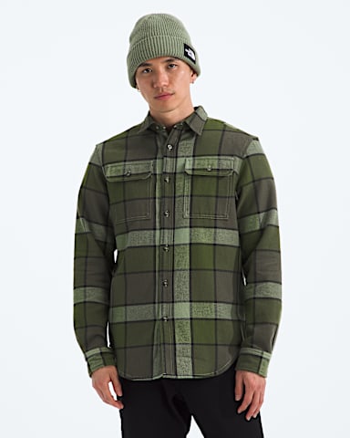 Mens Arroyo Flannel ShirtPlaid TNF New Taupe Green Macro Small Plaid HERO