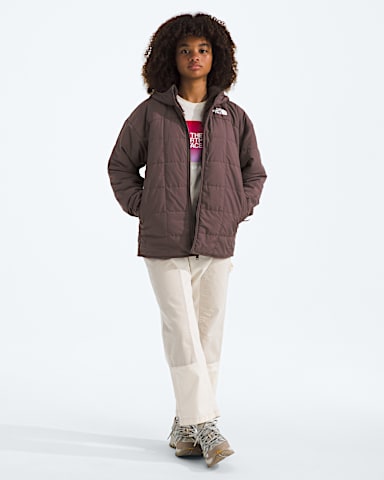 Girls Reversible Shasta Short Parka TNF Tawny Quartz HERO2