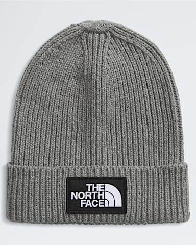 Kids TNF Logo Box Cuffed Beanie TNF TNF Medium Grey Heather HERO