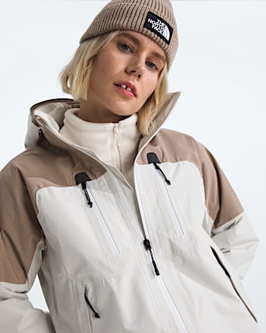 Womens HKe Devils Thumb GORETEX Jacket TNF White DuneMushroom Grey HERO3