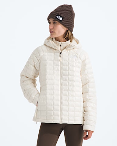 Womens THERMOBALL Hooded Jacket TNF White Dune Main