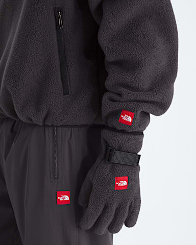 TNF Red Box Fleece Gloves TNF Obsidian MODELBACK