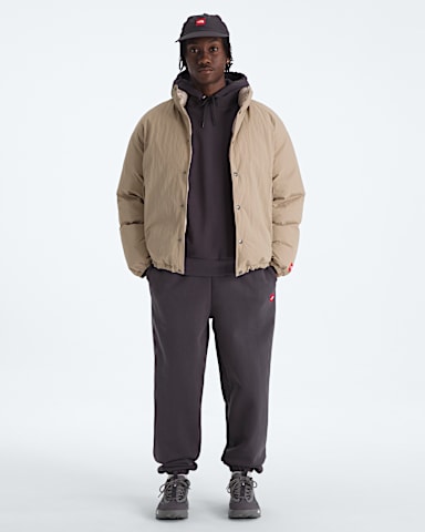 Mens TNF Red Box Down Jacket TNF Mushroom Grey HERO2