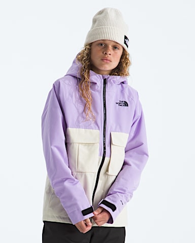 Boys Girls Dragline Jacket TNF Lite LilacWhite Dune HERO3