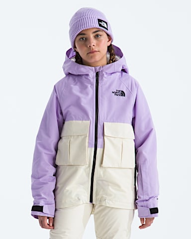 Boys Girls Dragline Jacket TNF Lite LilacWhite Dune HERO2