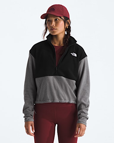 Womens Glacier Fleece Zip Short Jacket TNF TNF Mid Grey HeatherTNF Black Main