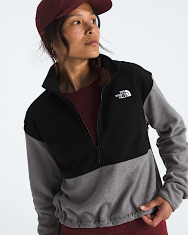 Womens Glacier Fleece Zip Short Jacket TNF TNF Mid Grey HeatherTNF Black HERO3