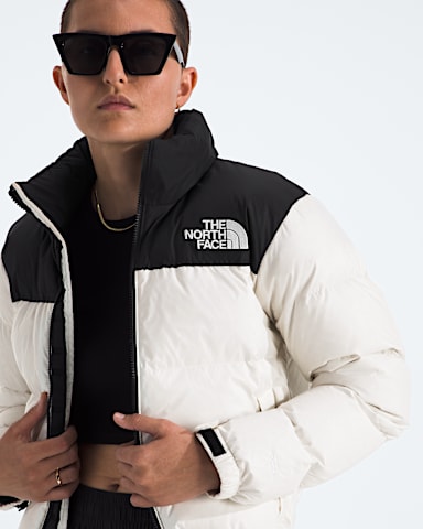 Womens 1996 Retro Nuptse Jacket TNF White DuneTNF BlackRecycled Down HERO2