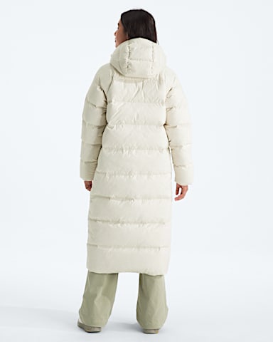 Womens Hydrenalite City Long Down Hooded Parka TNF White Dune BACK