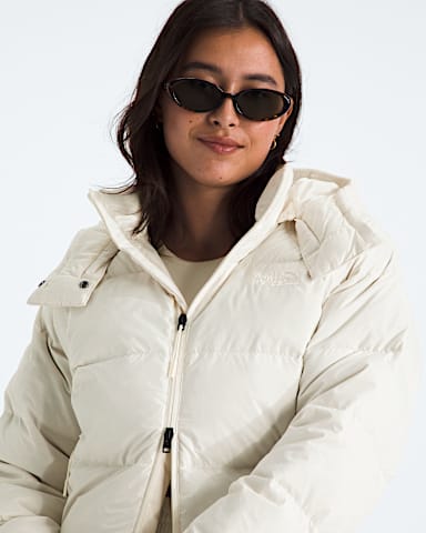 Womens Hydrenalite City Down Hooded Jacket TNF White Dune HERO2