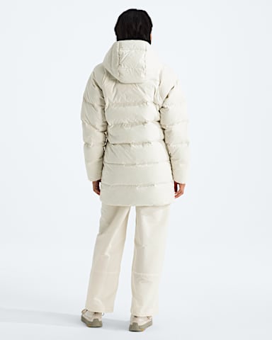 Womens Hydrenalite City Down Hooded Parka TNF White Dune BACK
