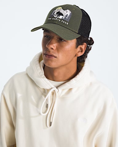 Embroidered Mudder Trucker TNF New Taupe GreenBear Graphic MODELBACK