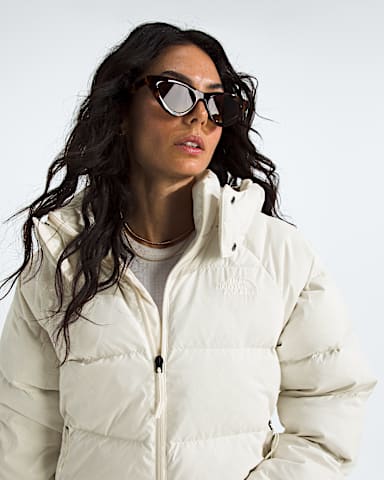 Womens Hydrenalite City Down Hooded Parka TNF White Dune HERO2