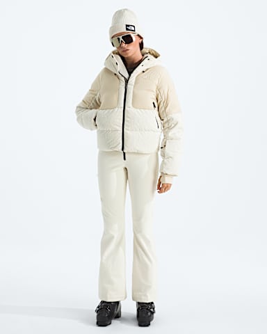 Womens Cold Spell Corduroy Cropped Down Jacket TNF GravelWhite Dune HERO2