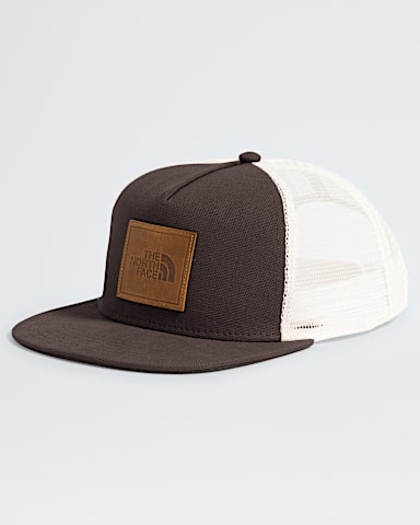 Half Dome Trucker TNF Demitasse BrownLeather Patch HERO