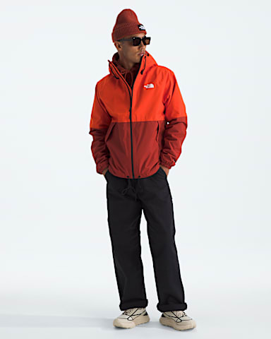Mens Antora Rain Hoodie TNF Lava RedIron Clay HERO2