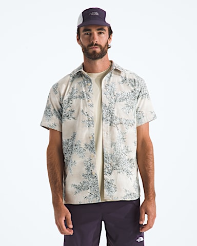 Mens ShortSleeve Baytrail Pattern Shirt TNF Desert Stone Big Sagebrush Print HERO