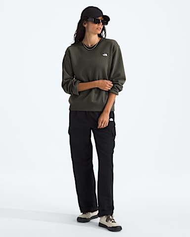 Womens TNF Essential Simple Dome Relaxed Crew TNF New Taupe Green HERO2