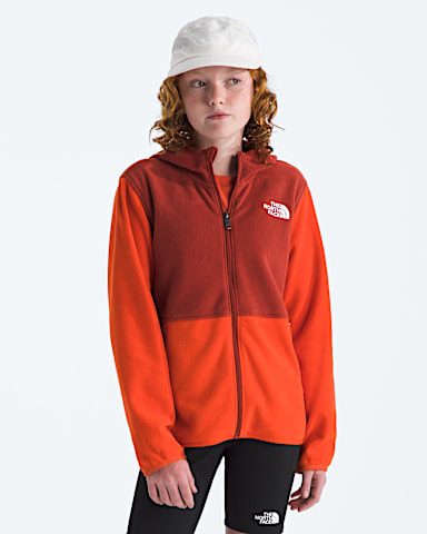 Boys Girls Glacier FullZip Hoodie TNF Lava RedIron Clay HERO3