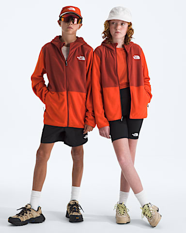 Boys Girls Glacier FullZip Hoodie TNF Lava RedIron Clay Main