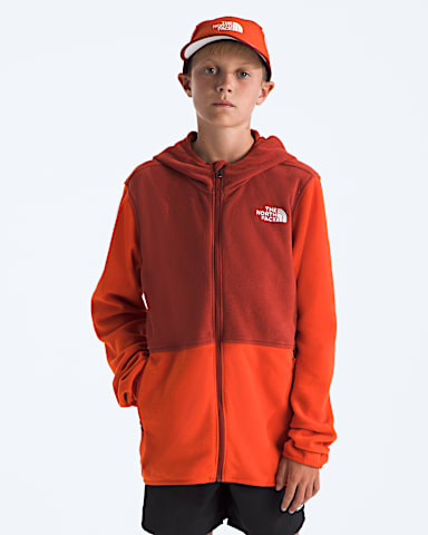Boys Girls Glacier FullZip Hoodie TNF Lava RedIron Clay HERO2