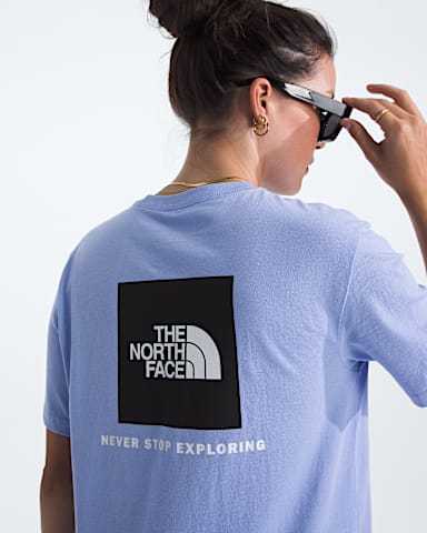 Womens Evolution Box NSE Relaxed ShortSleeve Tee TNF Periwinkle Glow HERO2