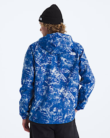 Mens Antora Rain HoodiePrint TNF TNF Blue Chalk Texture Print BACK