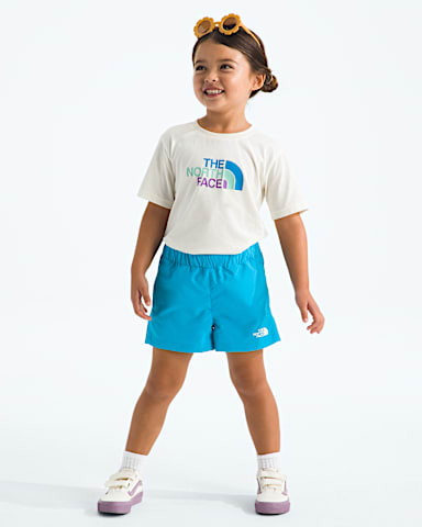 Kids Class V Shorts TNF Meridian Blue Logo Weather Topo Phantom Print HERO2