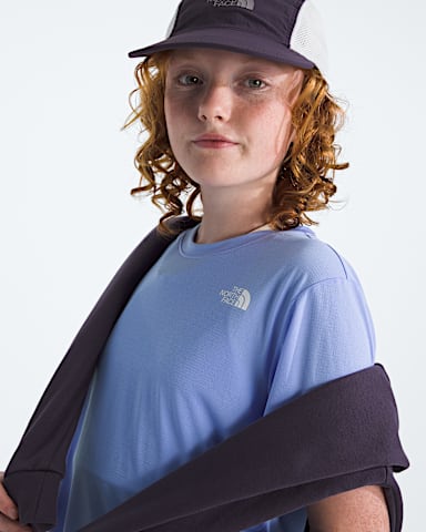 Girls Flex ShortSleeve Tee TNF Periwinkle Glow HERO3