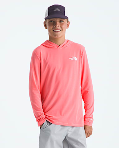 Boys  Girls Adventure Wildflower Views Hoodie TNF Coral Crush HERO3
