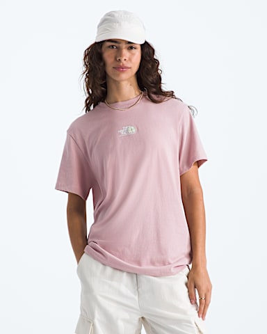 Womens Floral Alpine Relaxed ShortSleeve Tee TNF Metal Pink Main