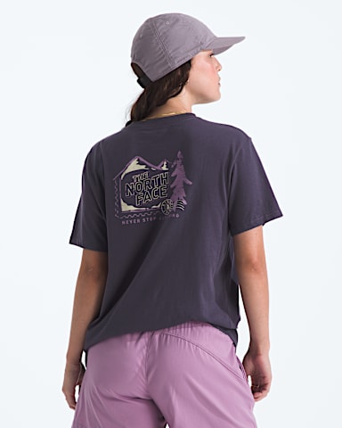 Tshirt dcontract Mountain Stamps pour femmes TNF Crepuscule Infini HERO