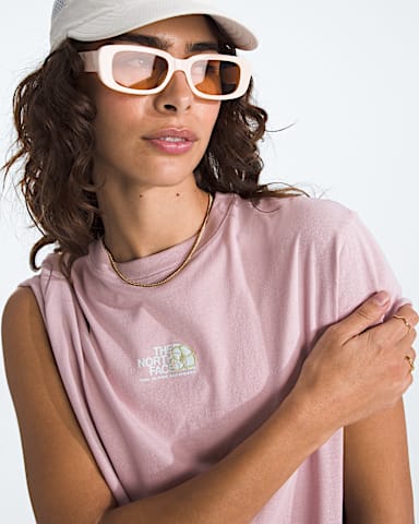 Womens Floral Alpine Relaxed ShortSleeve Tee TNF Metal Pink HERO2