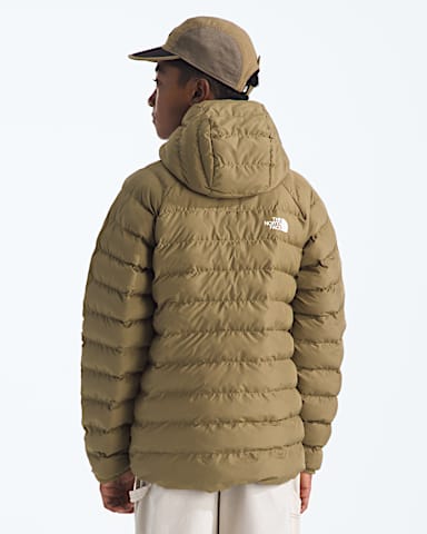 Boys Reversible Perrito Hooded Jacket TNF CedarNew Taupe Green BACK