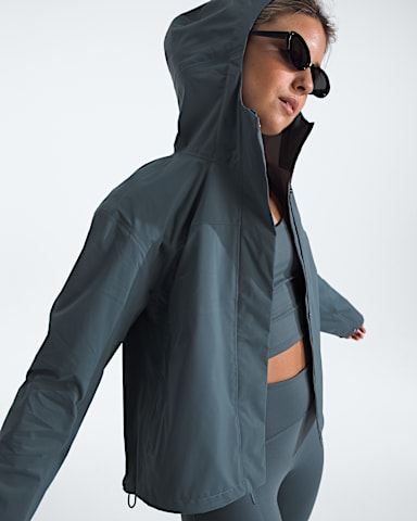 Womens Voyage Rain 3L Hooded Jacket TNF Granite Grey HERO3